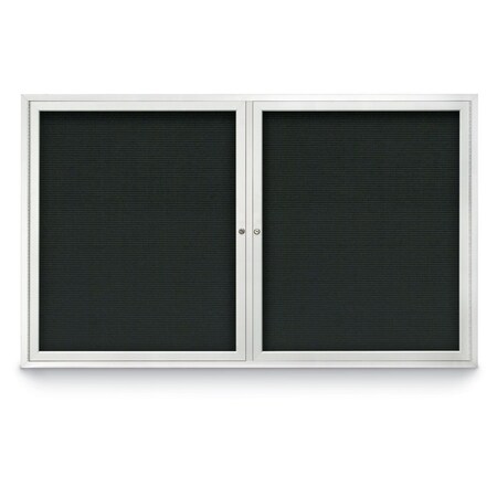 United Visual Products 96"x48" 2-Door Enclosed Outdoor Letterboard, Black Felt/Satin UV1162DDD9648-SATIN-BLACK